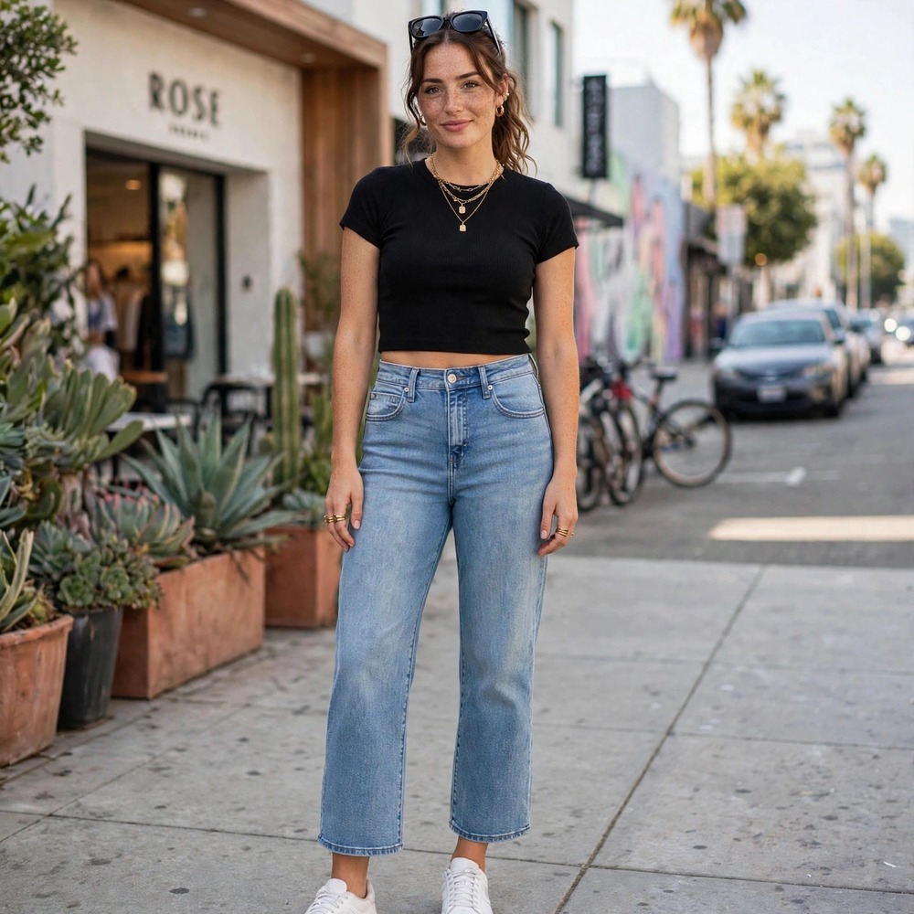Liverpool Los Angeles Womens Wide Leg Jeans Blue Medium Wash Denim Size 6/28